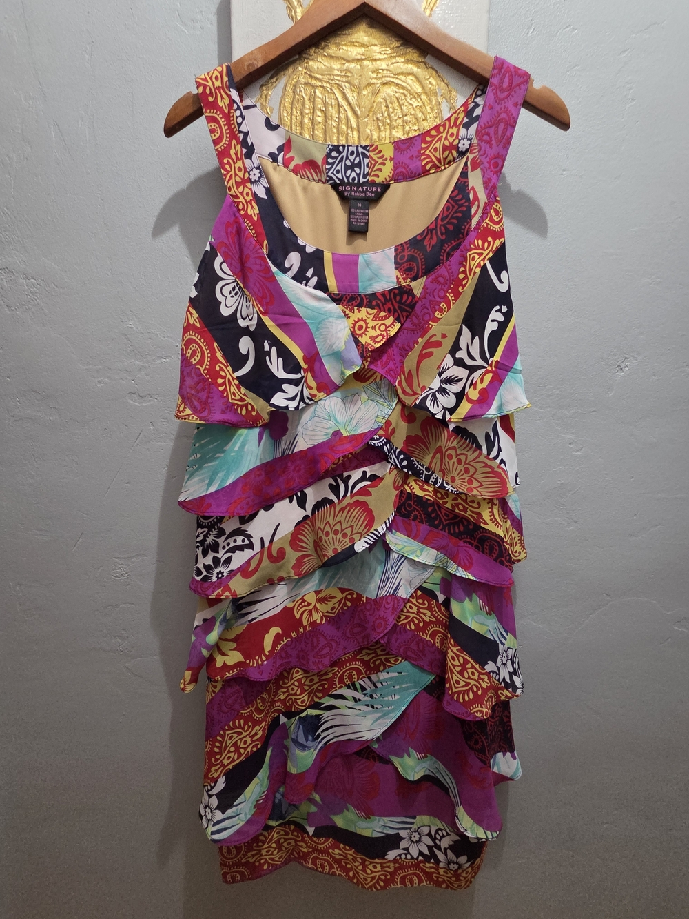 Robbie Bee multicolor floral paisley sleeveless dress 10